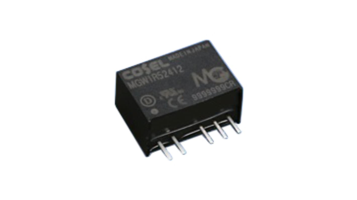 Cosel MGW DC-DC Converter, ±12V dc/ 65mA Output, 4.5 → 9 V dc Input, 1.56W, PCB Mount, +85°C Max Temp -40°C Min