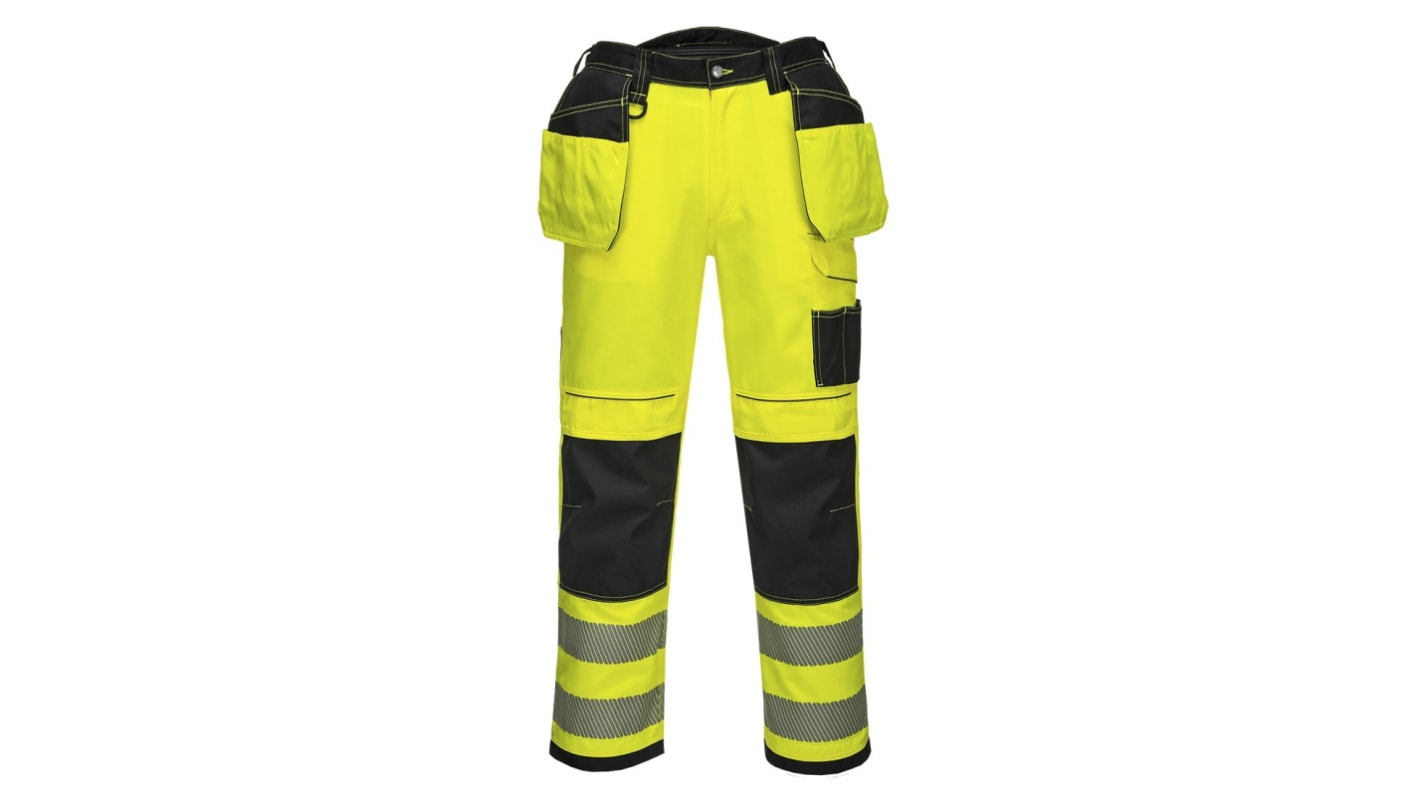 RS PRO Yellow Abrasion Resistant Hi Vis Work Trousers, S Waist Size