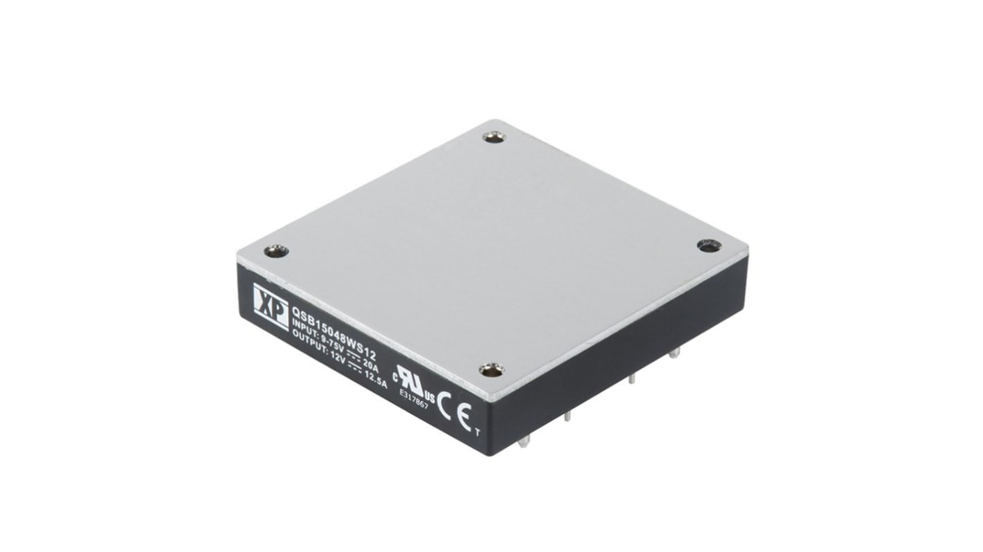 XP Power QSB15048W DC-DC Converter, 24V dc/ 6.25A Output, 9 → 75 V dc Input, 150W, PCB Mount, +100°C Max Temp