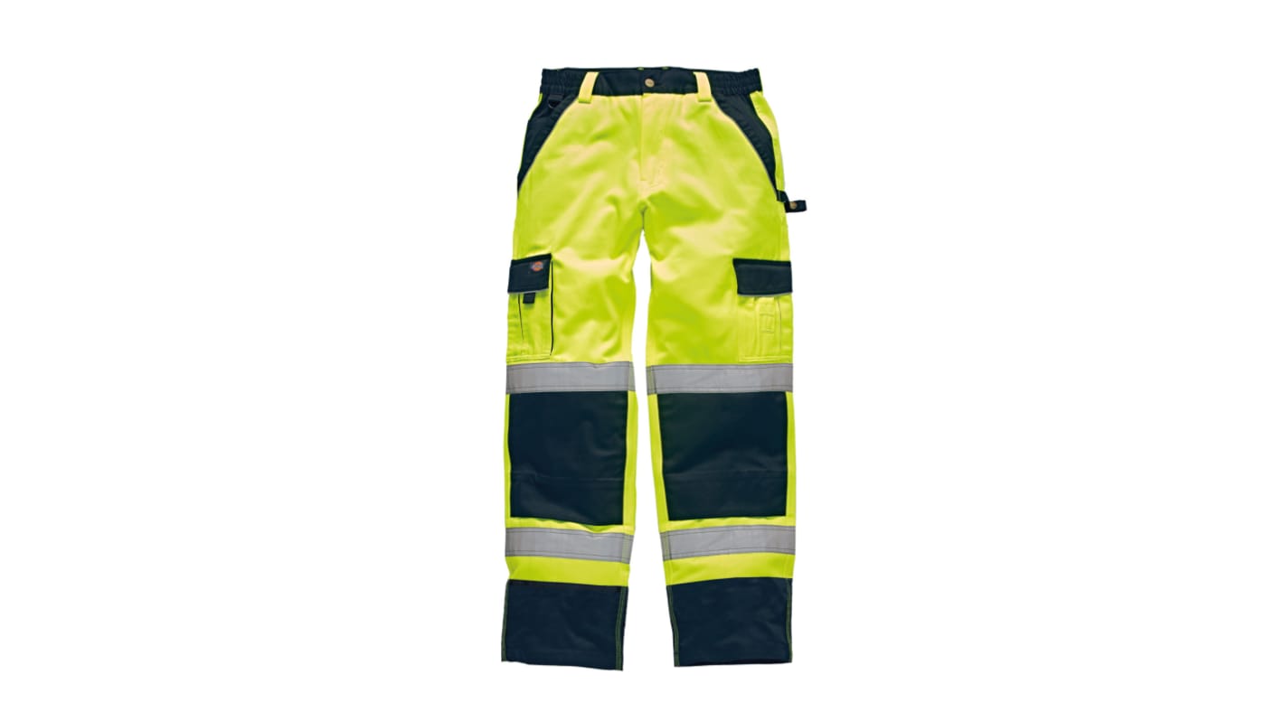 Dickies SA30035 Yellow/Navy Hi Vis Work Trousers, 32in Waist Size