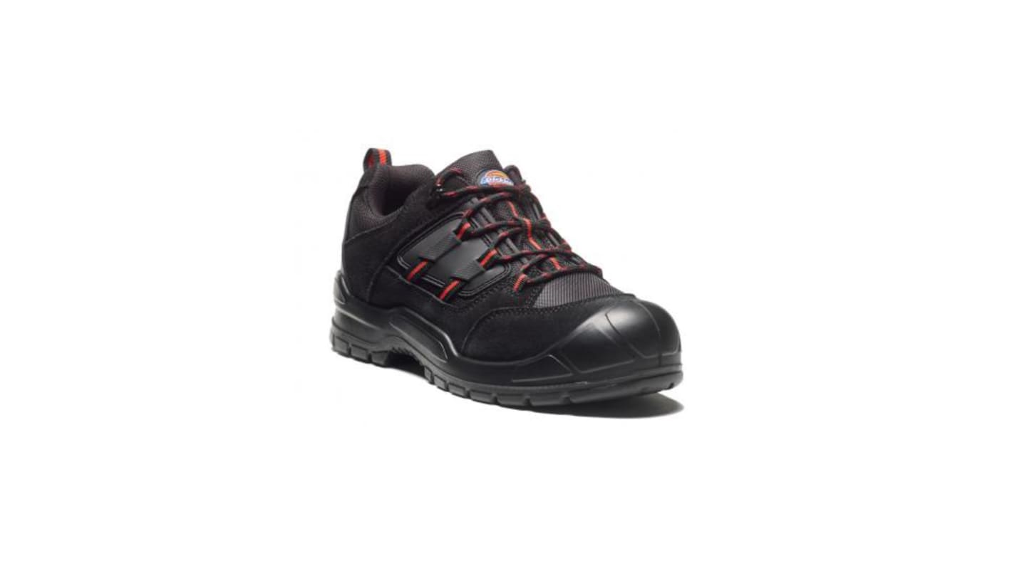 Dickies Herren Sicherheitshalbschuhe Schwarz/Rot, mit Zehen-Schutzkappe EN 20345 S1P, Größe 43 / UK 9