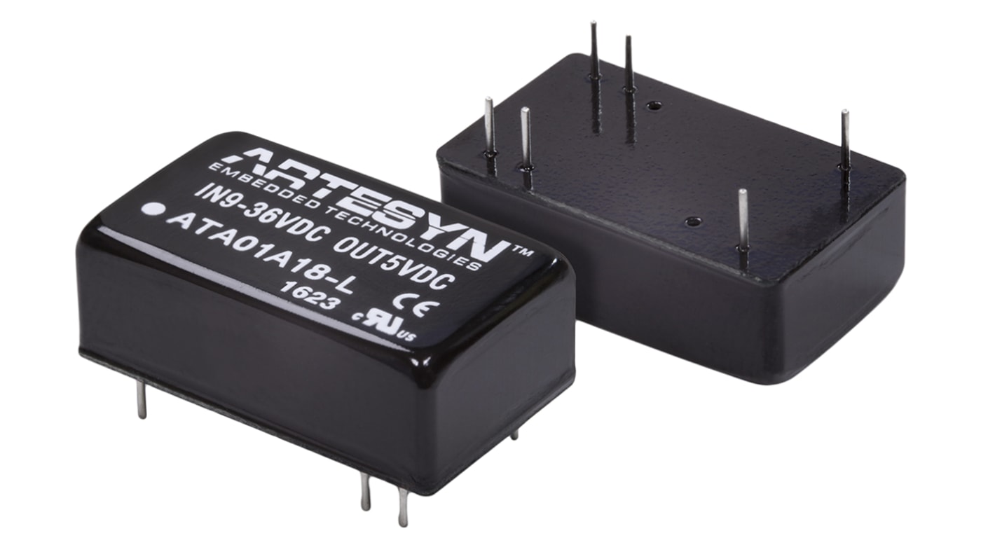 DC-DC převodník 6W, výstup: 5V dc 1.2A 1.5kV dc, Vin 9 → 36 V DC