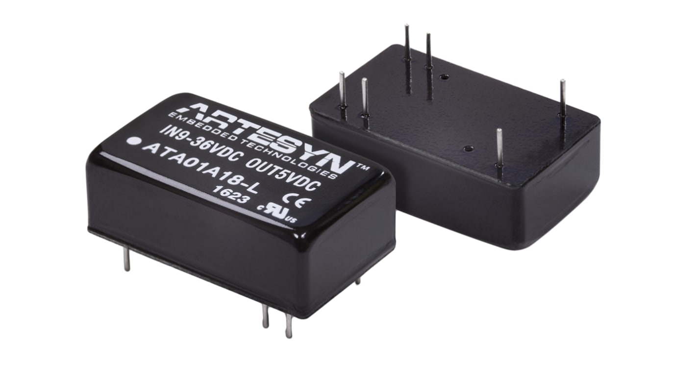 Artesyn Embedded Technologies ATA DC-DC Converter, 15V dc/ 400mA Output, 9 → 36 V dc Input, 6W, Through Hole,
