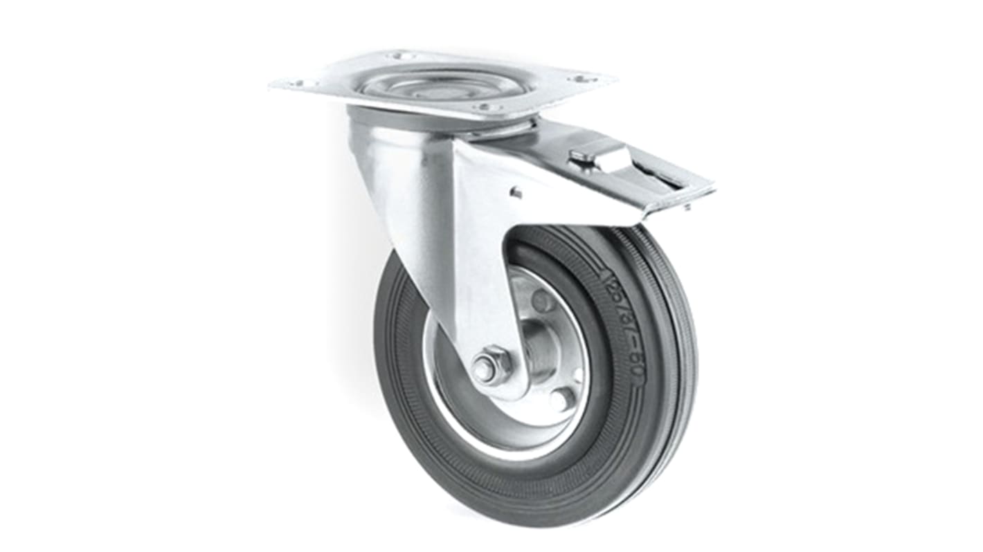 Tente Braked Swivel Castor Wheel, 100kg Capacity, 125mm Wheel