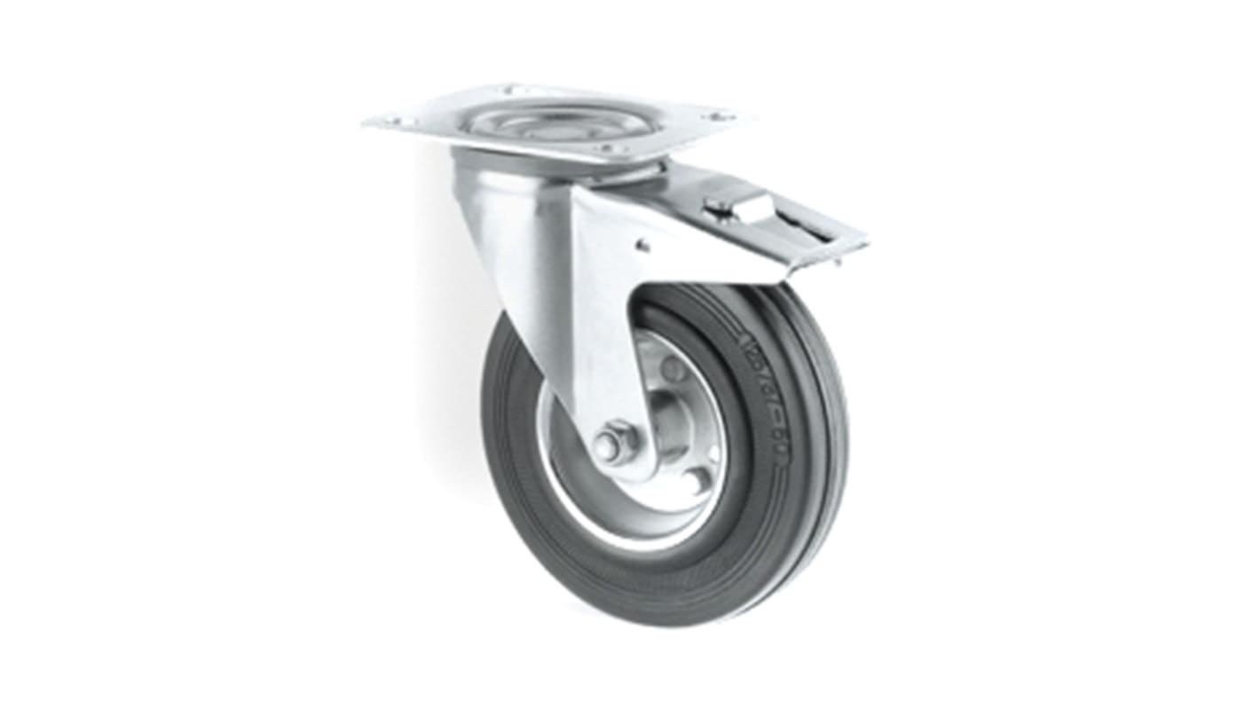 Tente Braked Swivel Castor Wheel, 135kg Capacity, 160mm Wheel