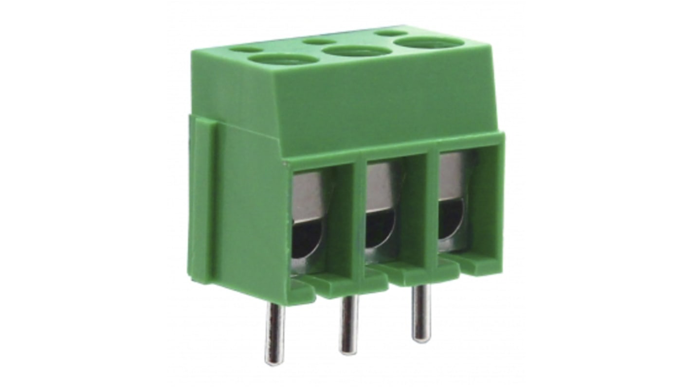 RS PRO PCB Terminal Block, 3-Contact, 5mm Pitch, Through Hole Mount, 1-Row, Screw Termination