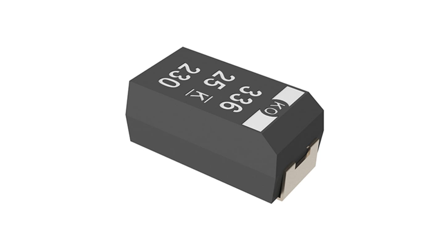 KEMET T521, SMD Elektrolyt Polymerkondensator 47μF ±20% / 25V dc, -55°C → +105°C