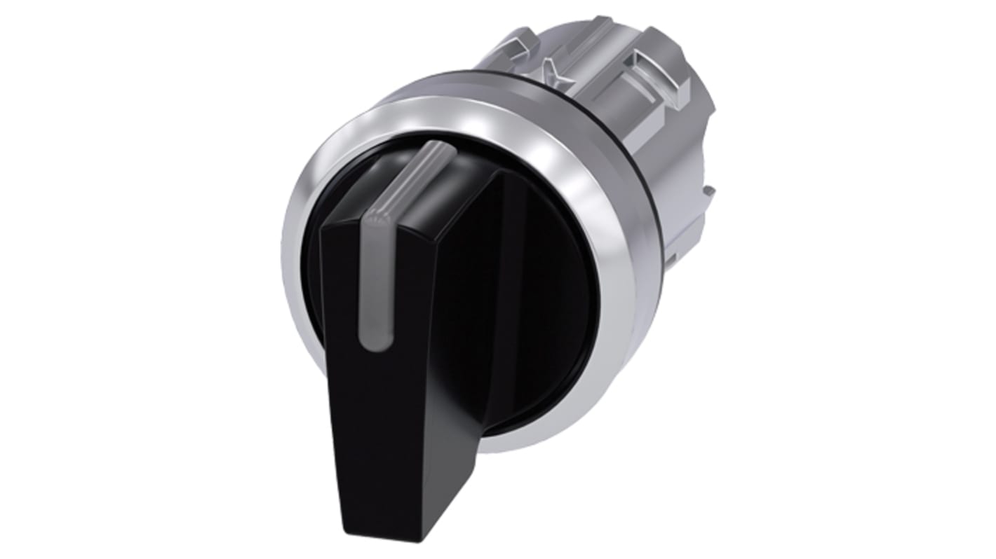 Siemens SIRIUS ACT Series 3 Position Selector Switch Head, 22mm Cutout, Black Handle