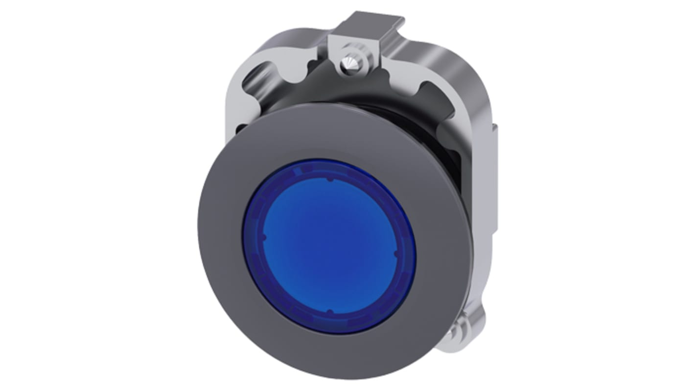 Pulsador Siemens serie SIRIUS ACT, Ø 30mm, de color Azul, Momentáneo, IP66, IP67, IP69K