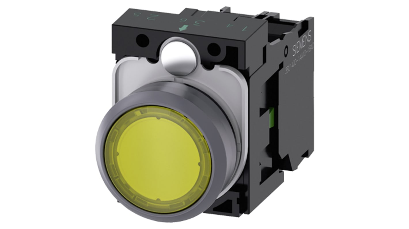 Siemens SIRIUS ACT Series Illuminated Push Button Complete Unit, Panel Mount, 22mm Cutout, SPST