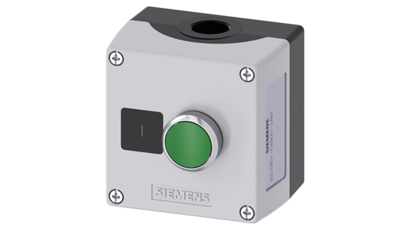 Botón pulsador con carcasa Siemens Roscado 10A IP66, IP67, IP69 SIRIUS ACT Verde