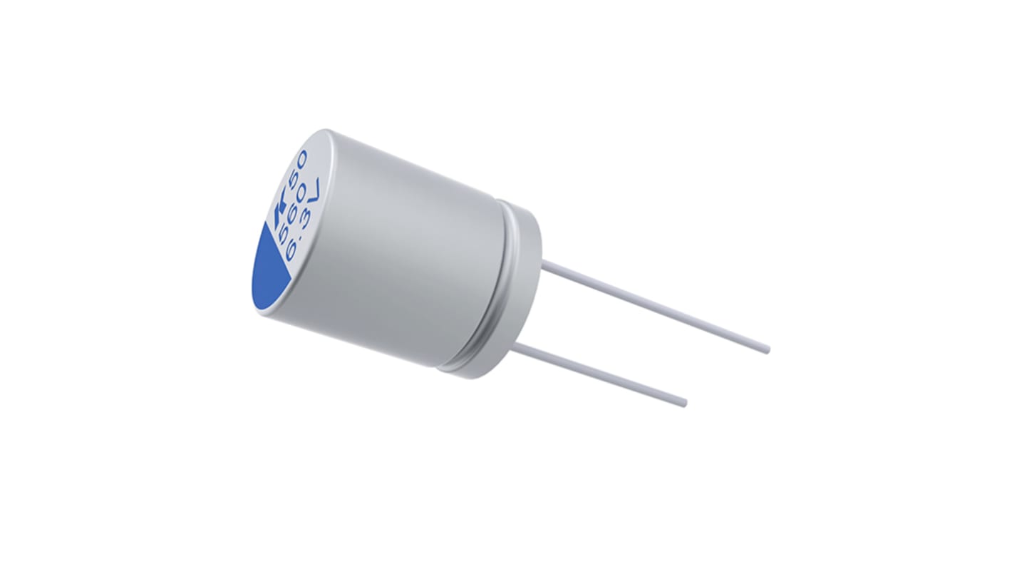 KEMET A750, THT Elektrolyt Polymerkondensator 100μF ±20% / 16V dc, Ø 6.3mm, -55°C → +105°C