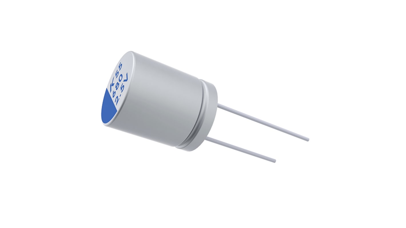 KEMET A755, THT Elektrolyt Polymerkondensator 1mF ±20% / 6.3V dc, Ø 8mm, -55°C → +105°C