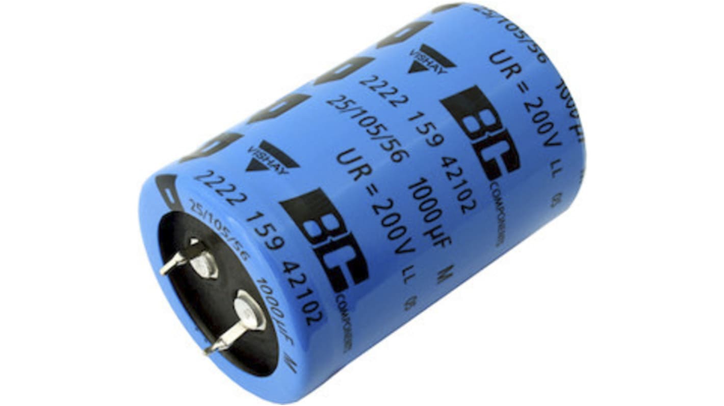 Condensador electrolítico Vishay serie 259 PHM-SI, 1200μF, ±20%, 250V dc, de encaje a presión, 36 Dia. x 42mm, paso 10mm