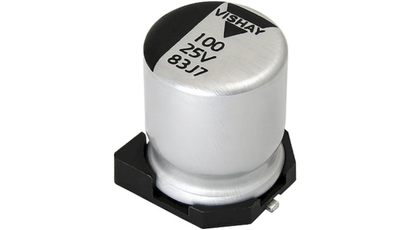 Vishay 100μF Surface Mount Polymer Capacitor, 25V dc