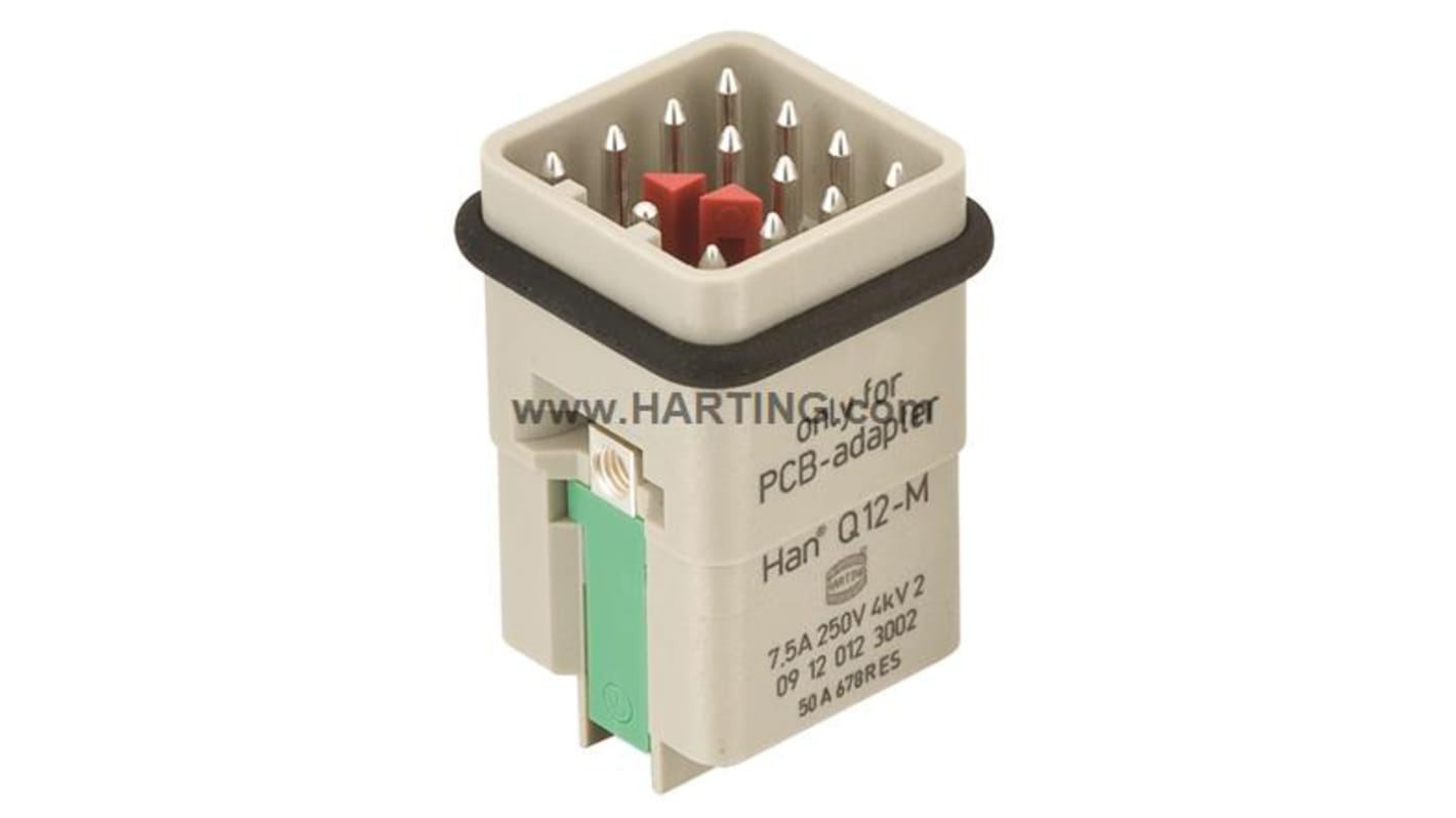 HARTING Han Q Industrie-Steckverbinder Kontakteinsatz, 12-polig 7.5A Stecker, Löten