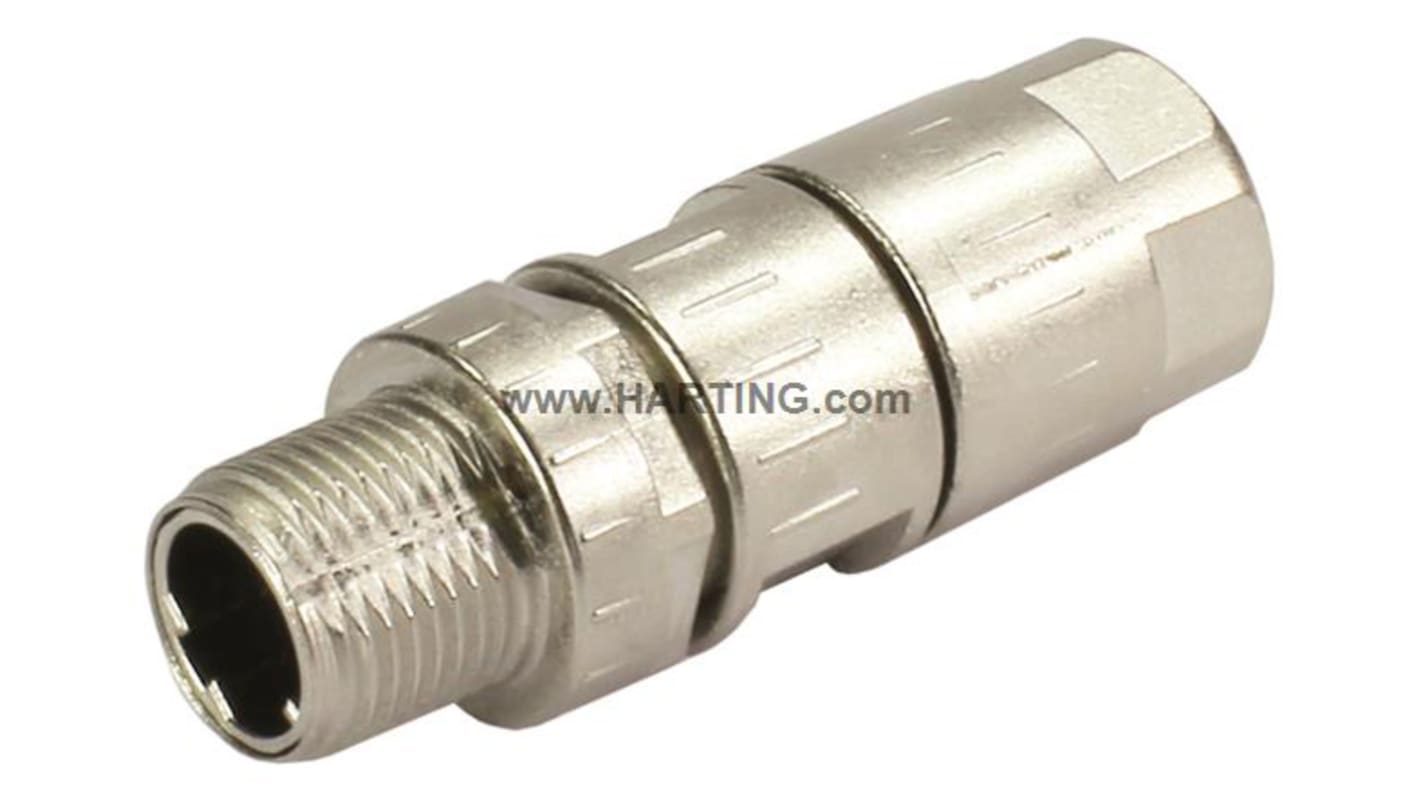 Conector circular HARTING macho serie M12 de 4 vías macho, tamaño carcasa 14, montaje aéreo, IP65, IP67