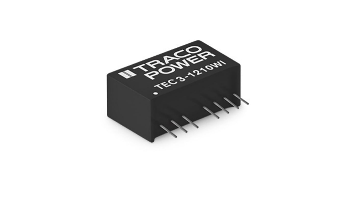 TRACOPOWER TEC 3WI DC-DC Converter, ±15V dc/ 100mA Output, 4.5 → 18 V dc Input, 3W, Through Hole, +90°C Max Temp