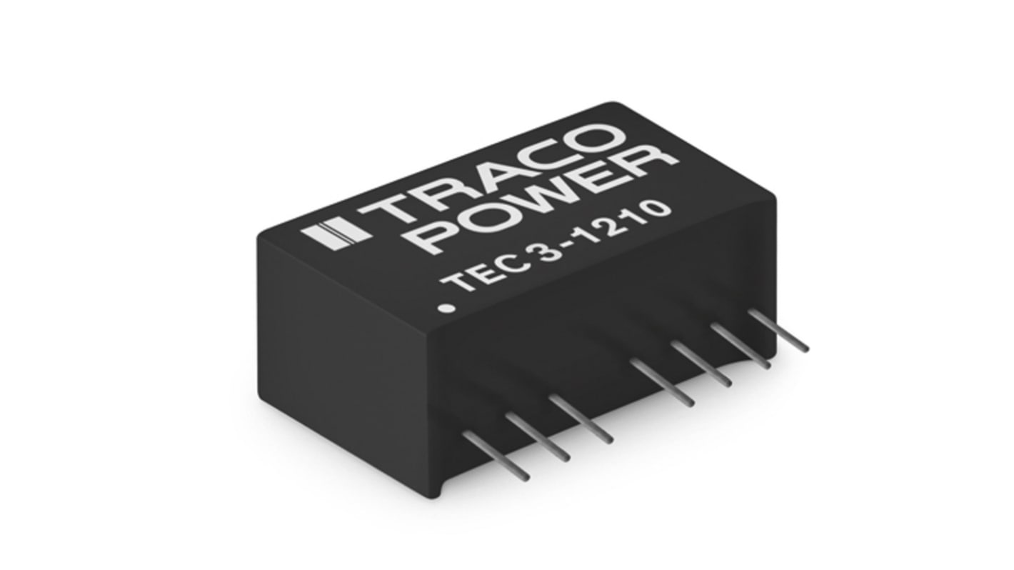 TRACOPOWER TEC 3 DC-DC Converter, 9V dc/ 333mA Output, 36 → 75 V dc Input, 3W, Through Hole, +90°C Max Temp