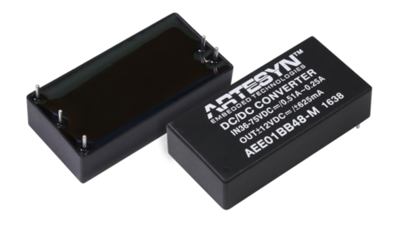 Artesyn AEE15W-M DC/DC-Wandler 15W 48 V dc IN, ±12V dc OUT / 620mA Durchsteckmontage 4.2kV dc isoliert