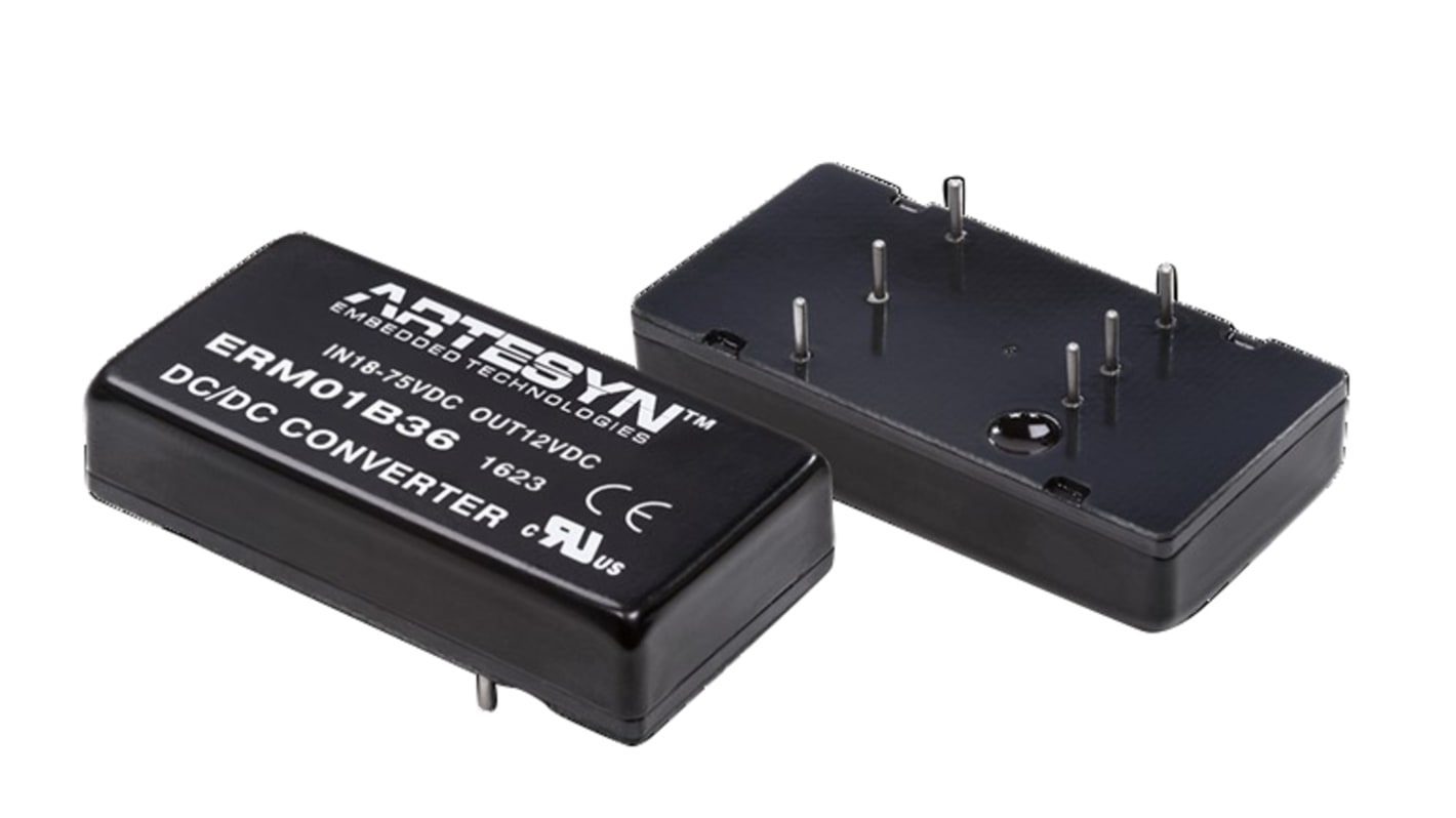 Artesyn ERM DC/DC-Wandler 20W 24 V dc IN, 12V dc OUT / 1.67A Durchsteckmontage 3kV dc isoliert