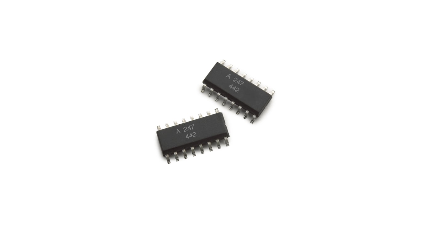 Optoacoplador Broadcom ACPL-247 de 4 canales, Vf= 1.4V, Viso= 3.750 Vrms, IN. DC, OUT. Transistor, mont. superficial,