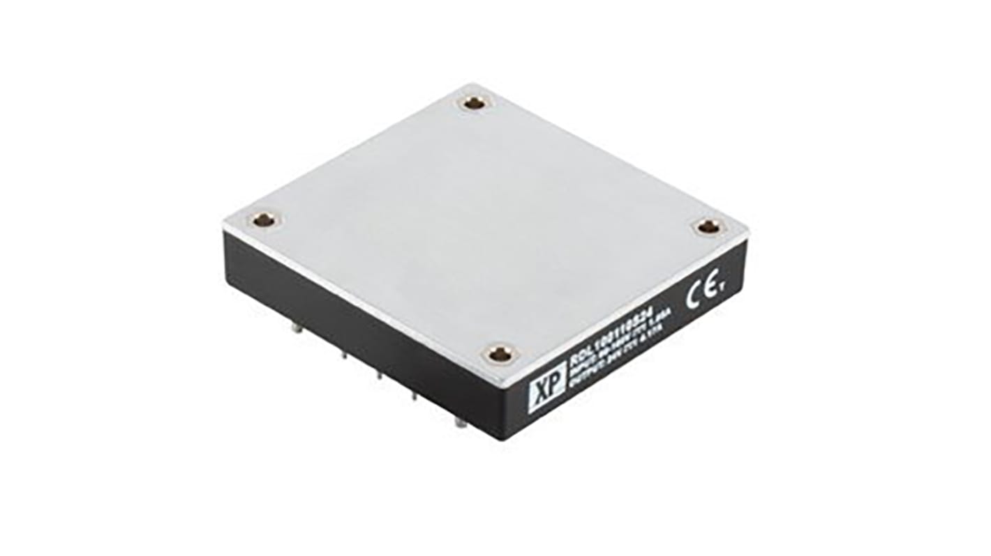 XP Power RDL100 DC-DC Converter, 15V dc/ 6.7A Output, 66 → 160 V dc Input, 100W, Through Hole, +100°C Max Temp