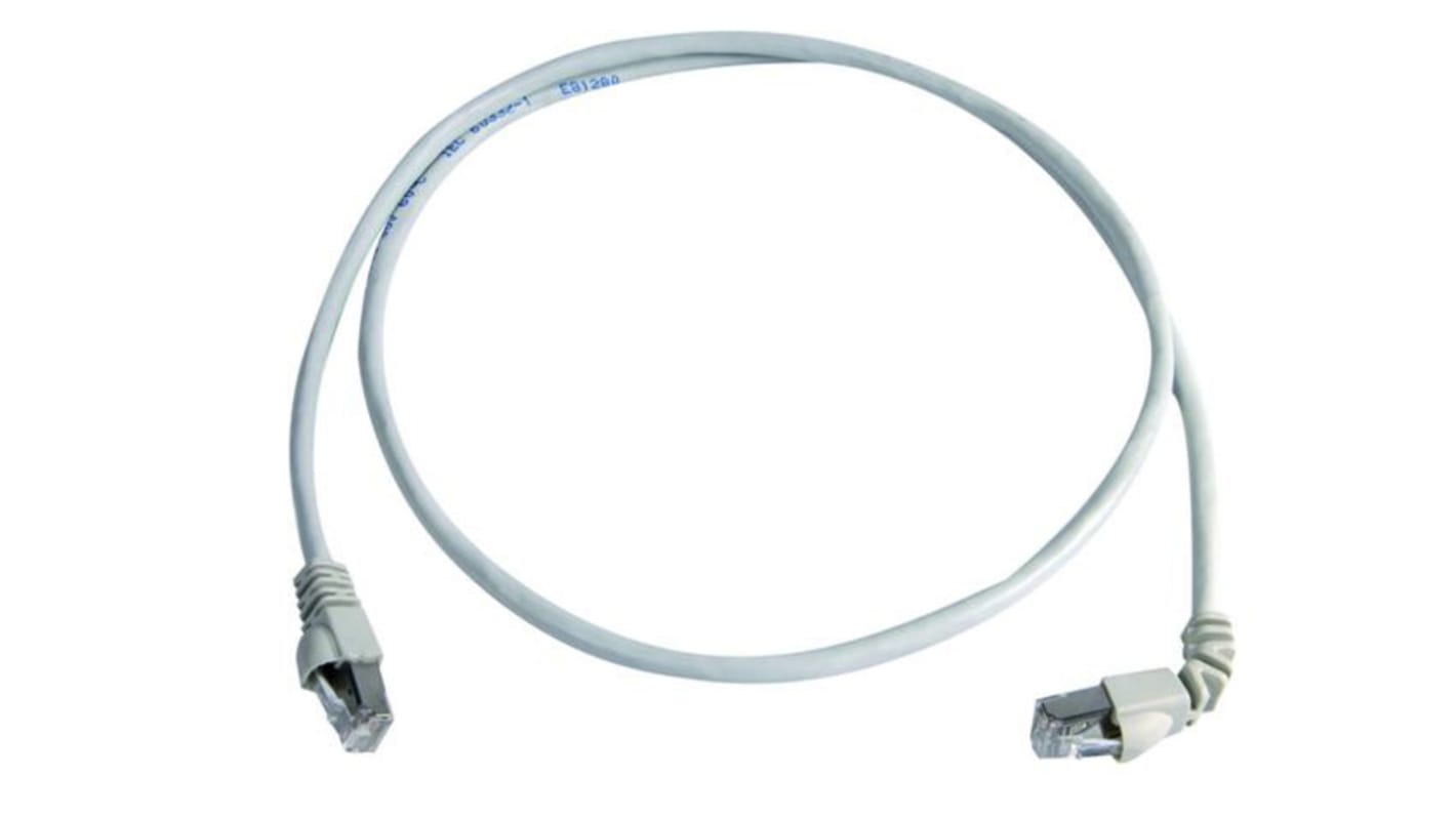 Câble Ethernet catégorie 6a S/FTP Telegartner, Gris, 2m LSZH Avec connecteur coudé