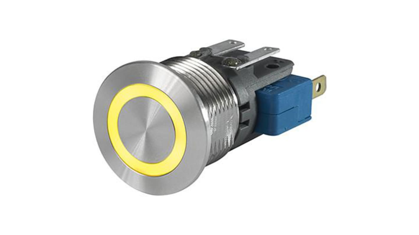 Schurter Capacitive Switch Momentary,Illuminated, Yellow, IP40, IP67 Au