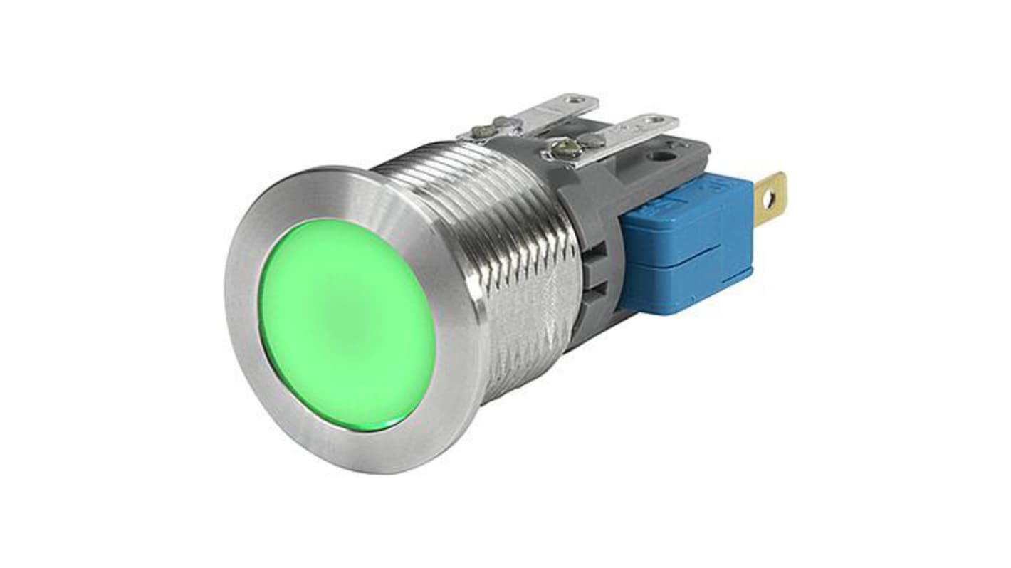 Schurter Capacitive Switch,Illuminated, Green, IP40, IP67 Ag