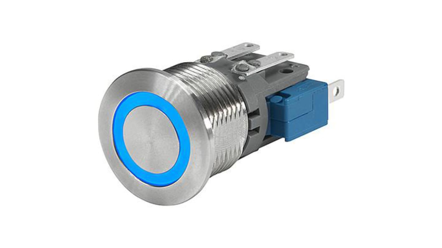 Interruttore capacitivo Momentaneo, 100mA, 24V cc LED Blu, attuatore: Grigio, IP40, IP67