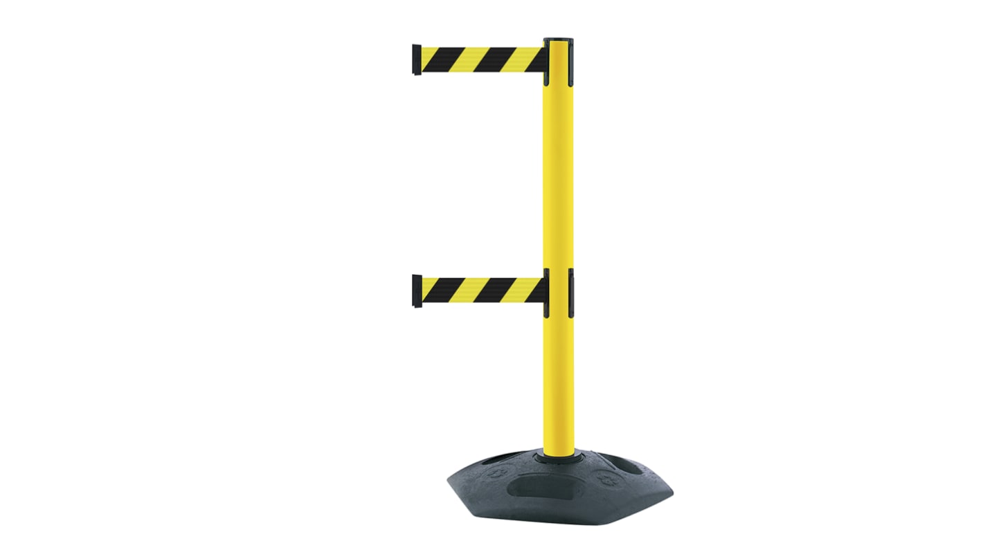 Barriera di sicurezza Tensator in Plastica, col. Nero/Giallo, 64mm x 960mm, Lungh. 3.65m