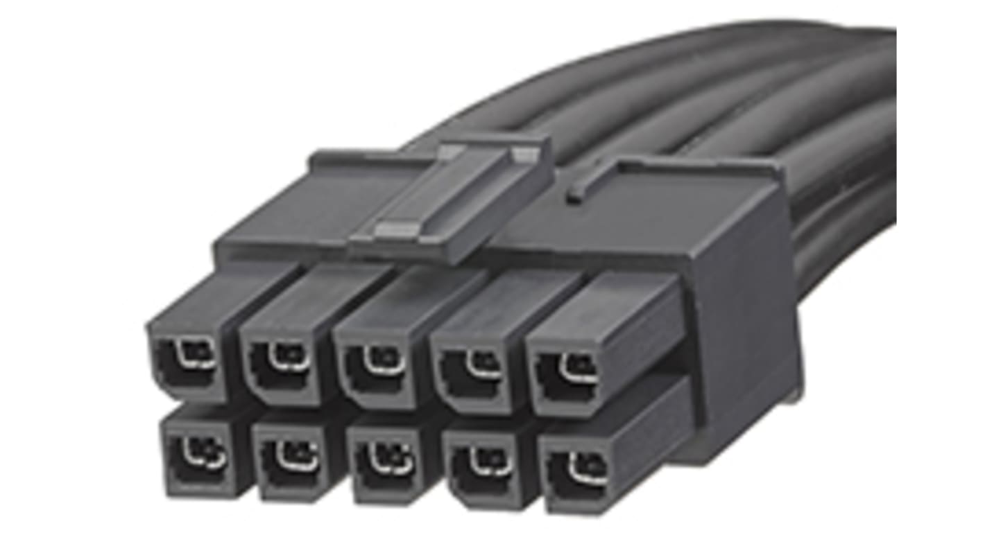 Conjunto de cables Molex Mega-Fit 45136, long. 1m, Con A: Hembra, 10 vías, Con B: Hembra, 10 vías, paso 5.7mm