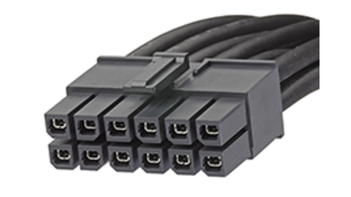 Conjunto de cables Molex Mega-Fit 45136, long. 150mm, Con A: Hembra, 12 vías, Con B: Hembra, 12 vías, paso 5.7mm