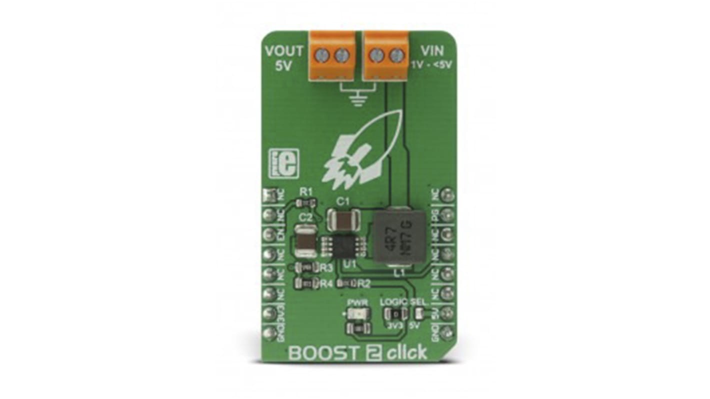 MikroElektronika BOOST 2 Click DC-DC Regulator for MCP1642B for Embedded Electronic Devices, GPS Modules, Handheld