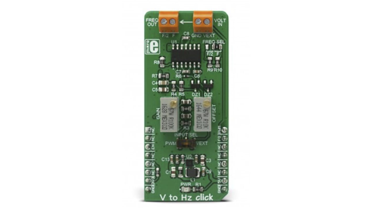 MikroElektronika MIKROE-2889, V → Hz Click, für AD-Umwandlung, Frequenz-Spannungs-Umwandlung, Lineare