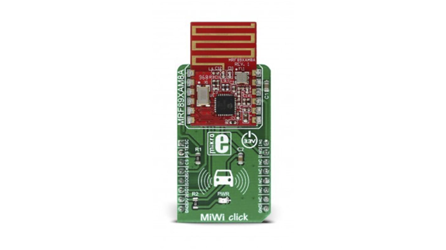 MikroElektronika MiWi click MRF89XAM8A for Alarms, Applications for Remote Keyless Access, Data Loggers, Developing