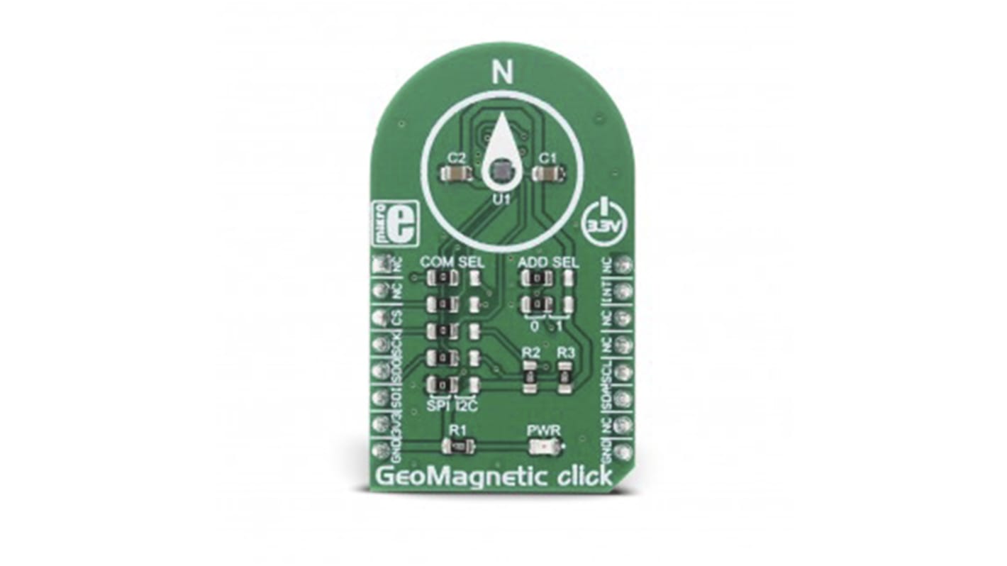 Zestaw rozwojowy czujników, BMM150, Płytka Click mikroBus, GeoMagnetic Click