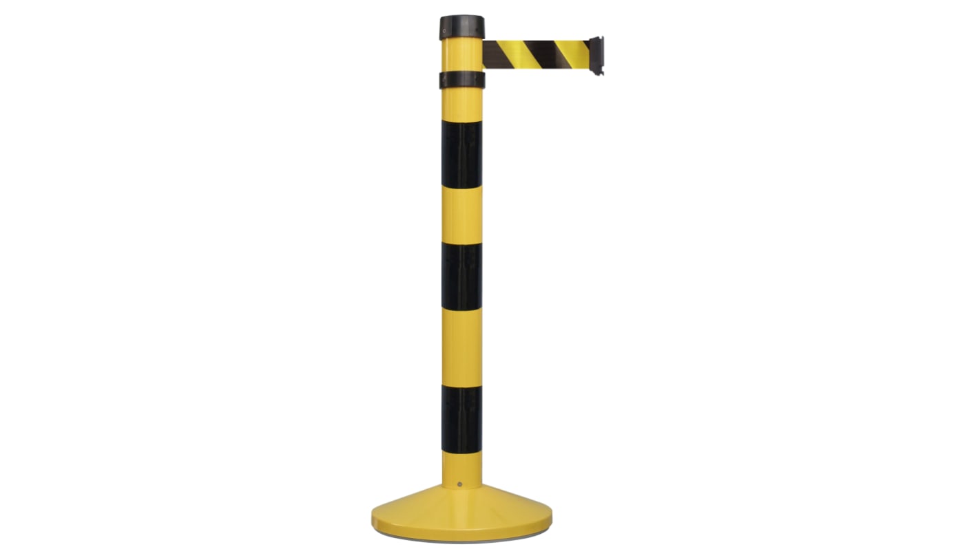 Barrera Retráctil RS PRO, Negro, amarillo, Ø 78mm, long. 4m, alt. 980 mm