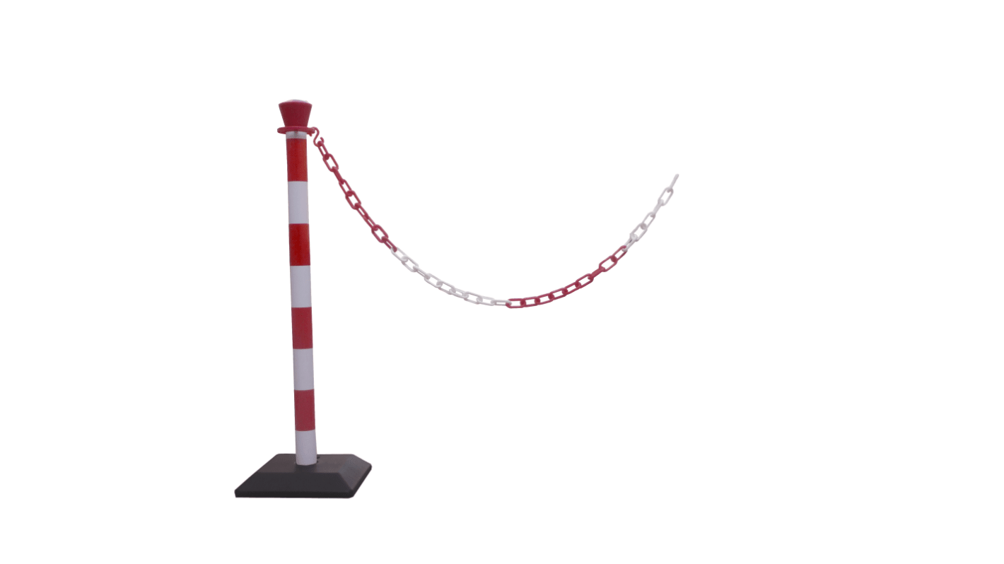 RS PRO Red & White ABS Barrier Post, 2m, Red, White Tape