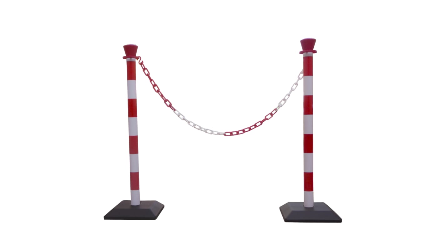 RS PRO Red & White ABS Barrier Post, 2m, Red, White Tape