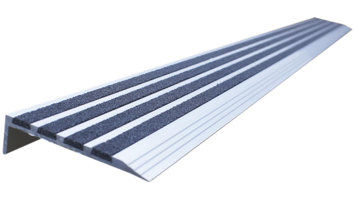 RS PRO Black Stair Nosing Aluminum, Quartz Sand Nosing 900mm x 76mm x