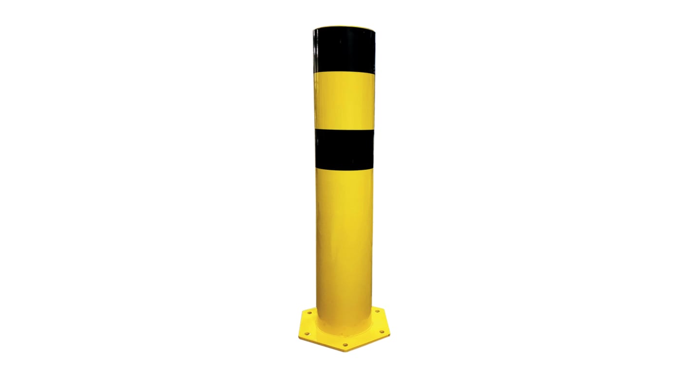 RS PRO Black & Yellow Galvanised Steel Protection Barrier