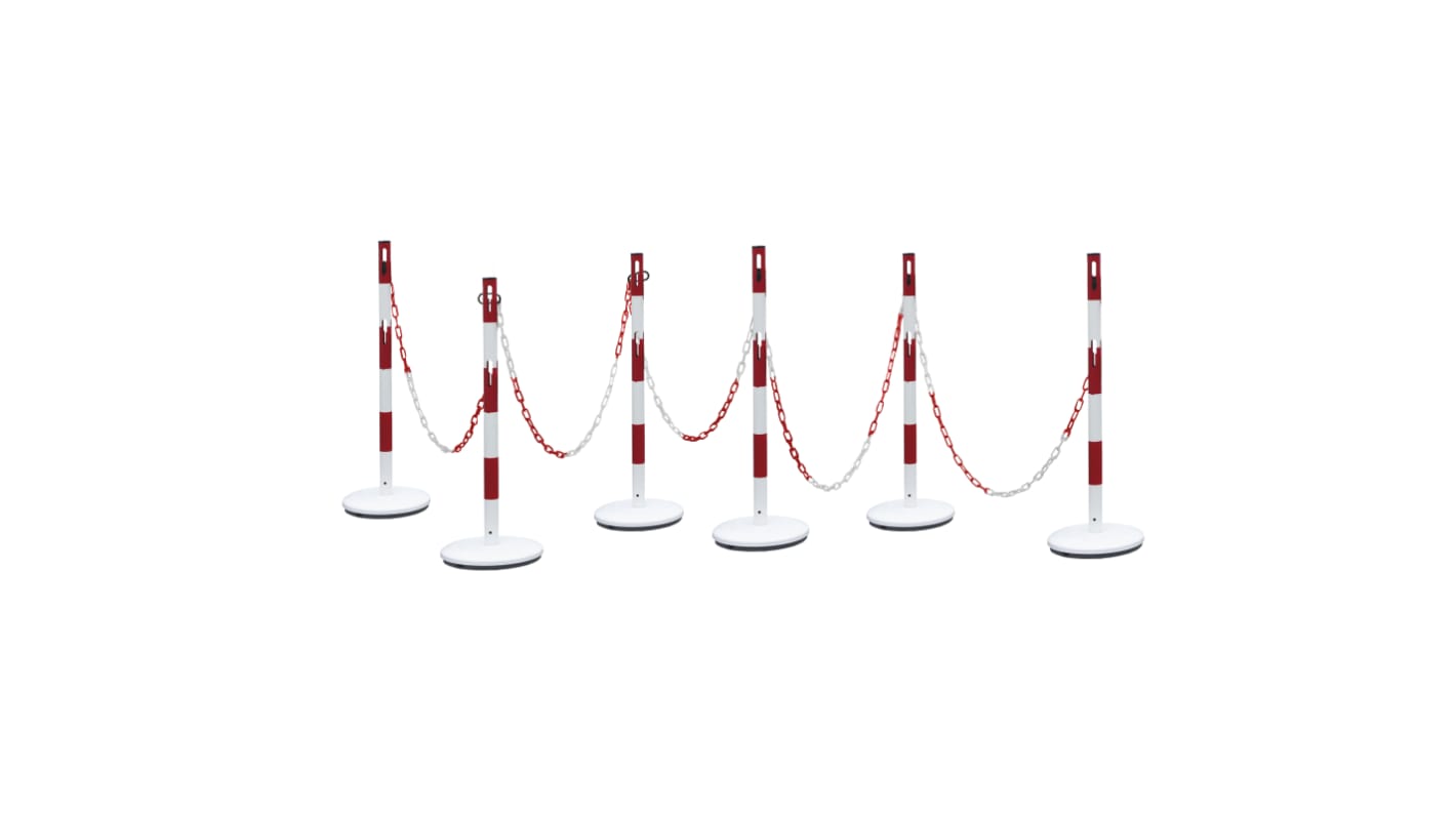 RS PRO Red & White Steel Barrier Post, 15m, Red, White Tape