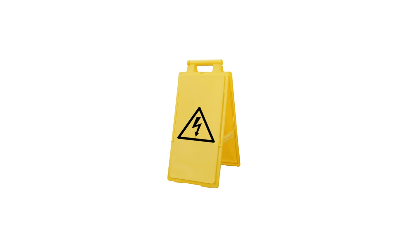 RS PRO 危険警告ラベル PP 黒、 黄 640 x 280mm 一般的安全性 一般警告 折りたたみ式サイン