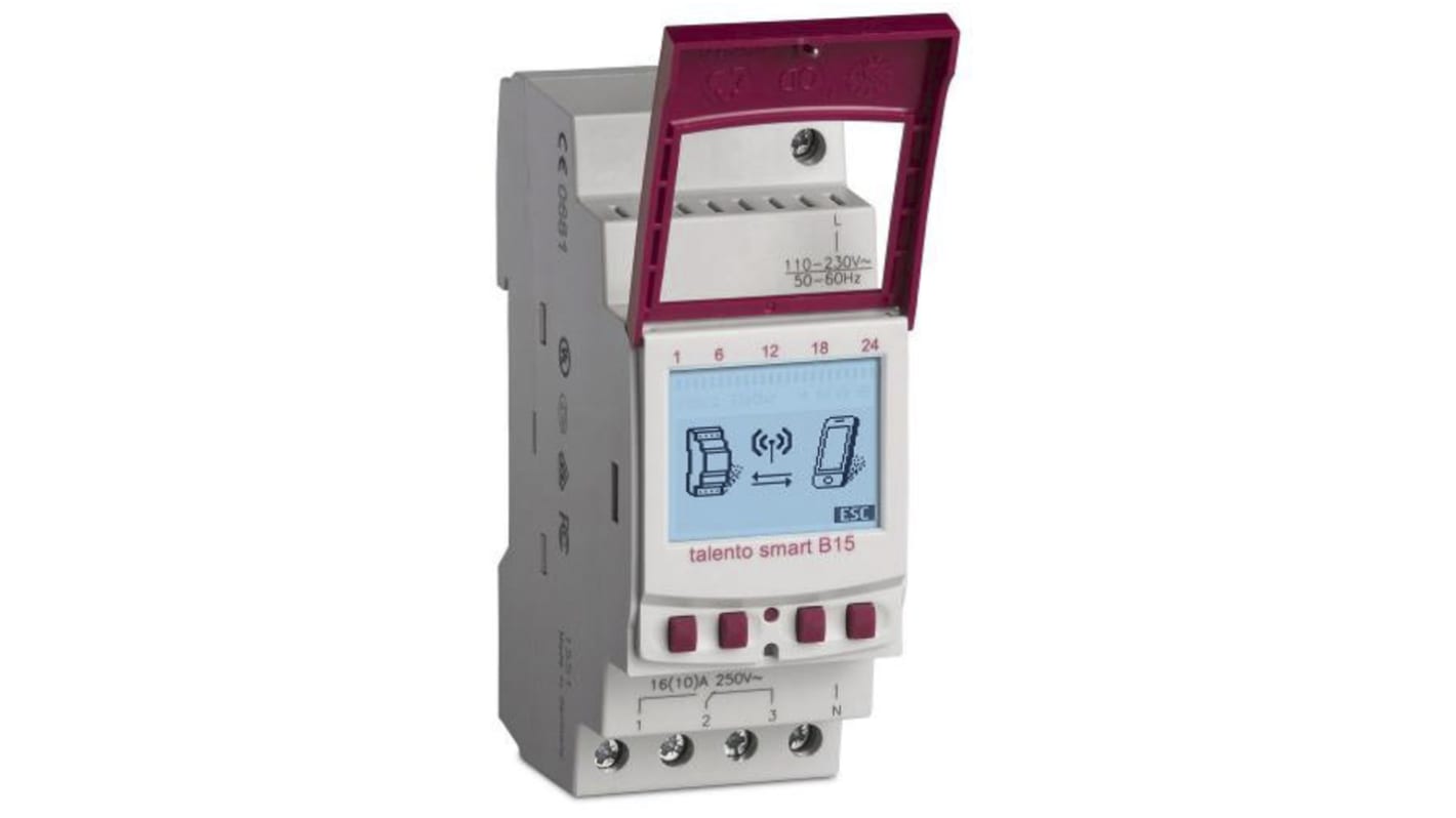 1 Channel Digital DIN Rail Time Switch Measures Days, Hours, Minutes, Seconds, 110 → 230 V ac