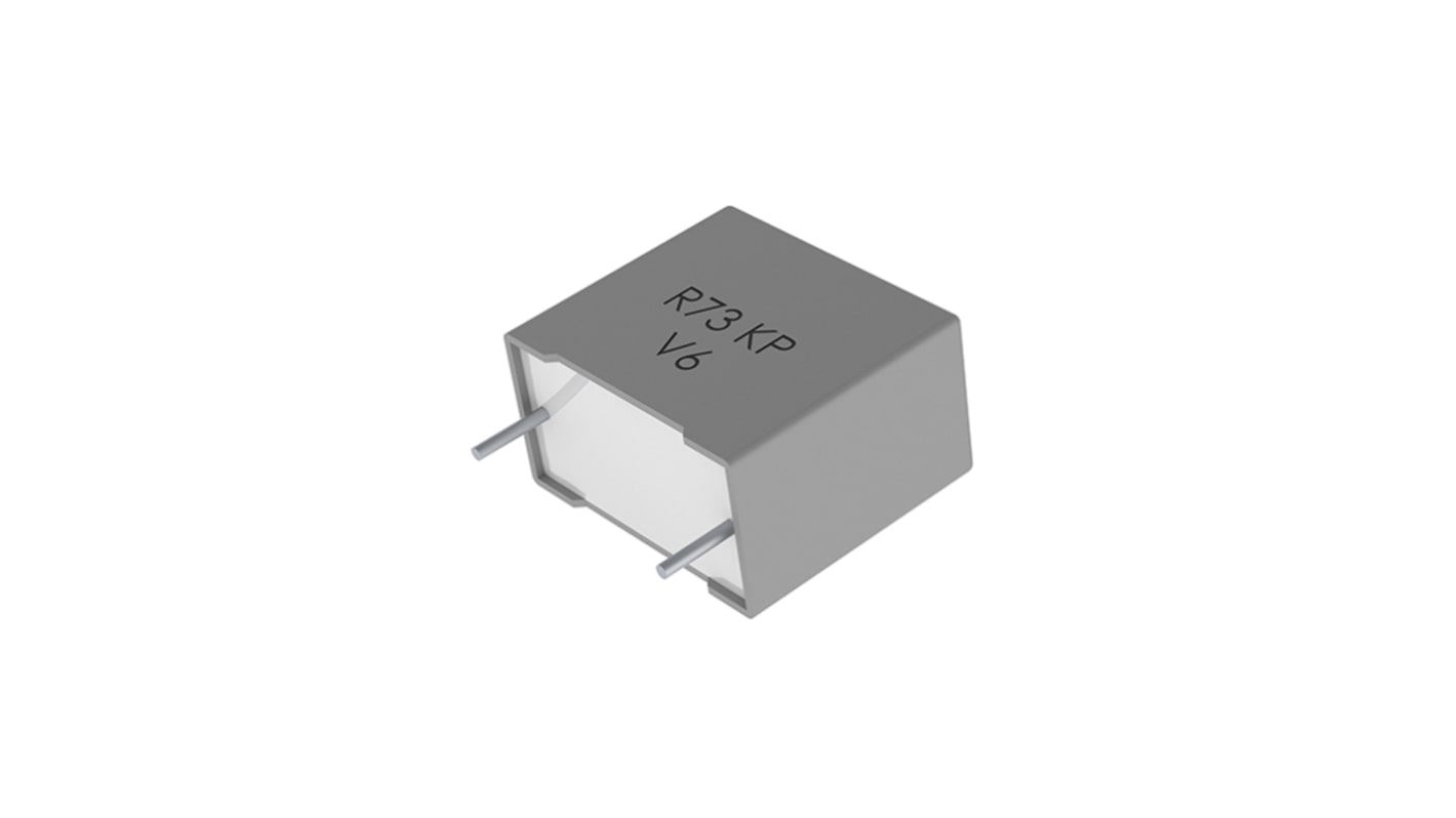 Condensador de película KEMET AEC-Q200, 2.2nF, ±5%, 1.25 kV dc, 450 V ac, Montaje en orificio pasante