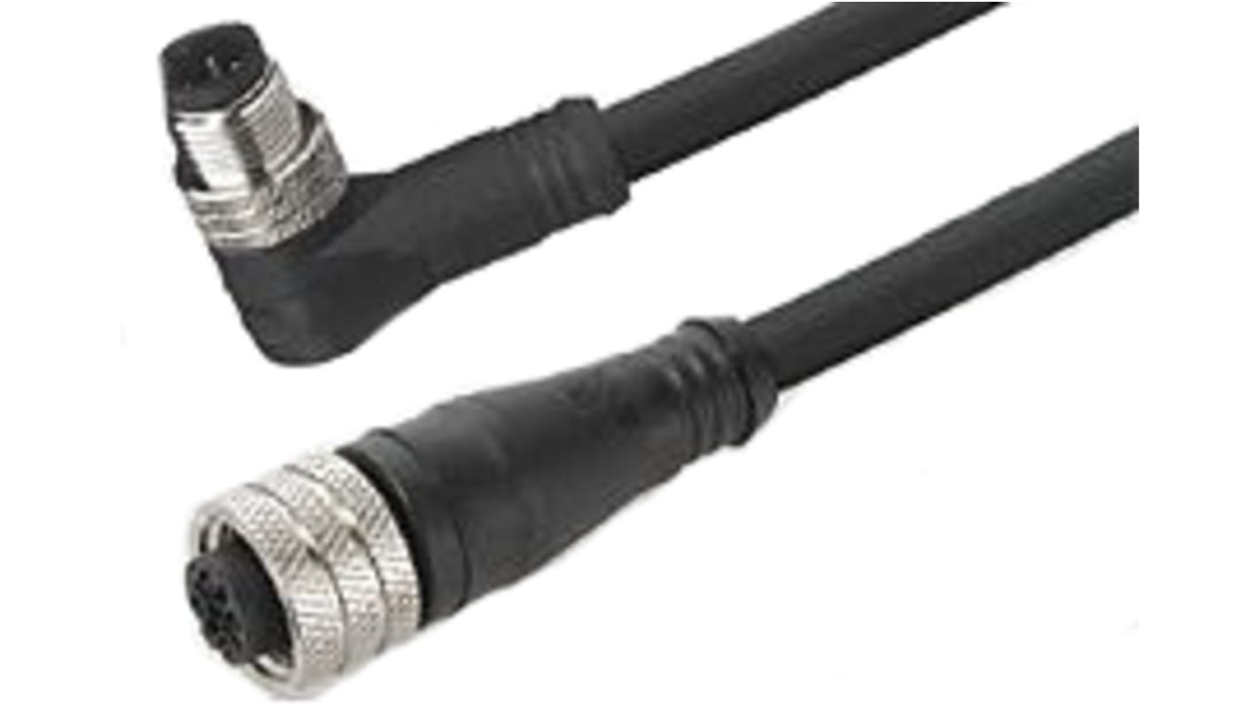 Cable de conexión Molex, con. A M12 Hembra, 4 polos, con. B M12 Macho, 4 polos, cod.: A, long. 2m, 250 V ac/dc, 4 A,