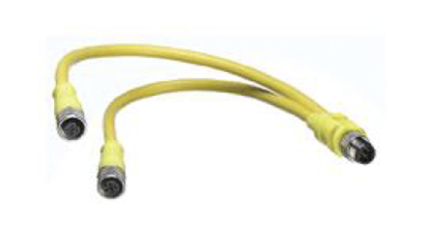 Cable de conexión Molex, con. A M12 x 2 Hembra, 3 polos, con. B M12 Macho, 4 polos, cod.: A, long. 3m, 250 V ac/dc, 4