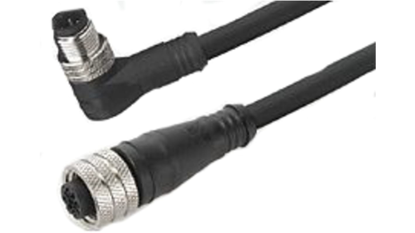 Cable de conexión Molex, con. A M12 Hembra, 4 polos, con. B M12 Macho, 4 polos, cod.: A, long. 10m, 250 V ac/dc, 4 A,